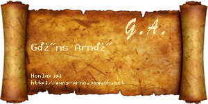 Güns Arnó névjegykártya